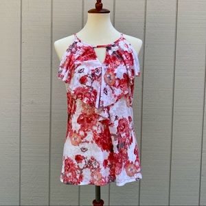 INC Floral Halter with Keyhole Detail and Rhinestone Embellishments